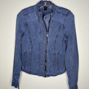 Peyton Jensen Size S Blue Full-Zip Moto Jacket Lightweight Jacket